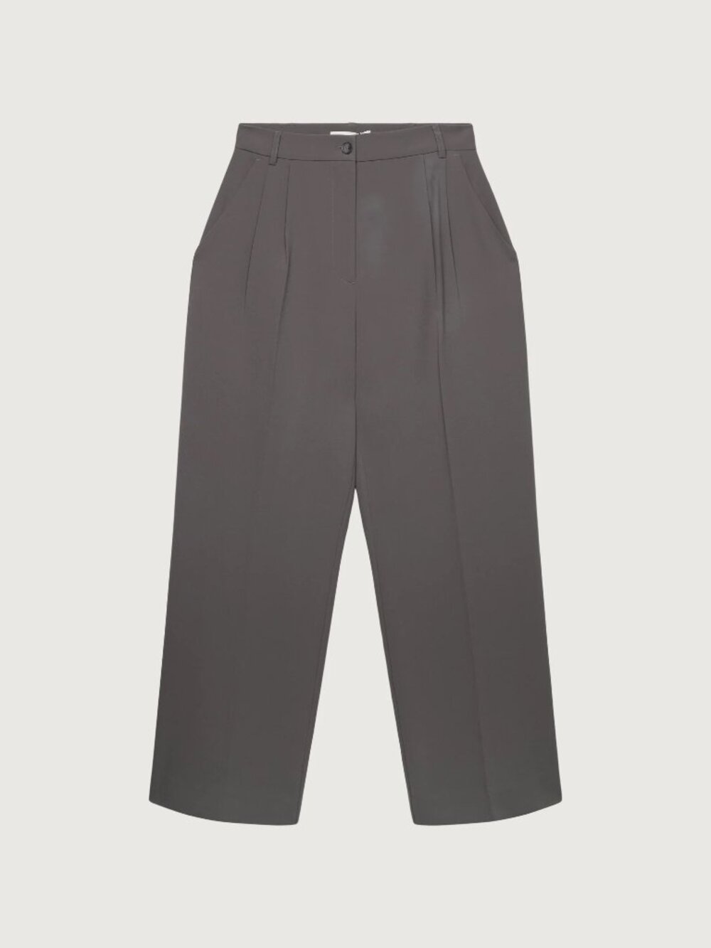 Oak + Fort Double Pleated Wide Leg Pant in Metal Grey